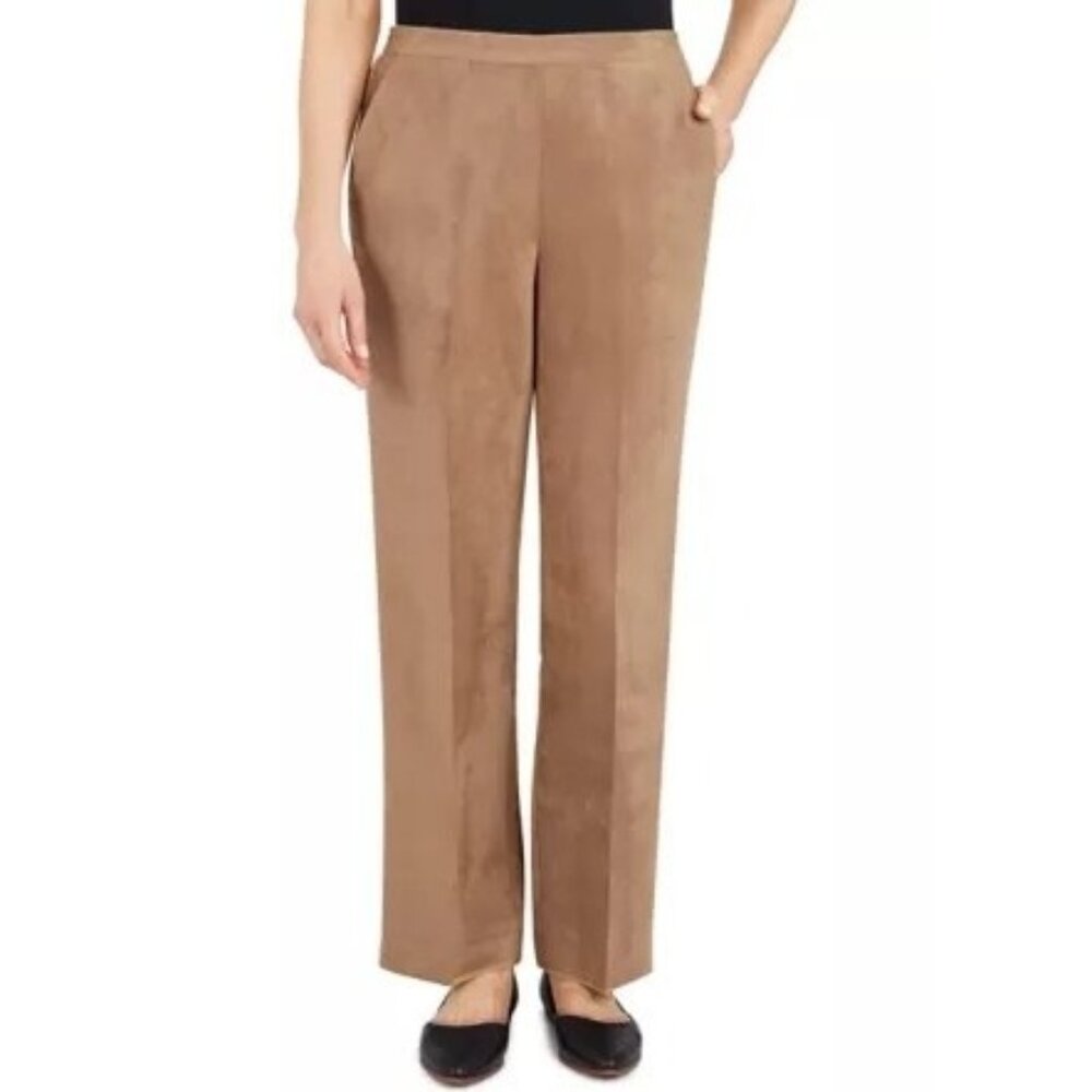 Alfred Dunner Faux Suede El Dorado Pull On Pants in Saddle - Sz 14 - New
